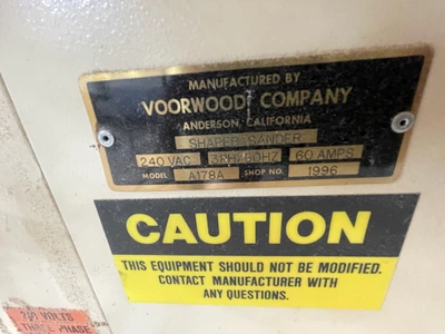 Used 1996 VOORWOOD A178A Woodworking Sanders Ontario CA | Aldan Woodworking Machinery #1233865