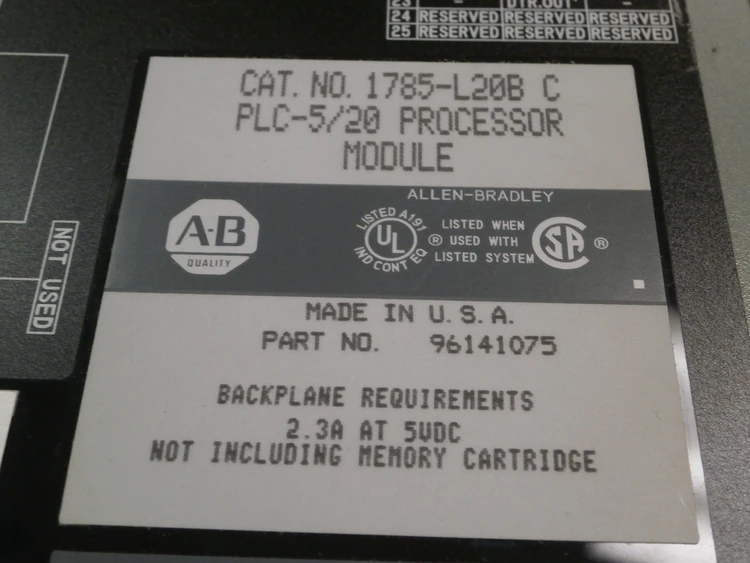 Used Allen-Bradley 1785-L20B C Rev H. PLC Processors Arizona US | ASSET CONVERSION SPECIALISTS, INC. #310852