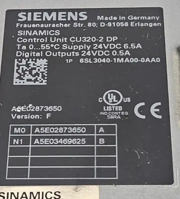 Siemens 6SL3040-1MA00-0AA0 / CU320-2 DP Control Unit (BIN642)