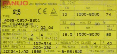NEW FANUC A06B-0857-B201 SERVO MOTOR A06B0857B201