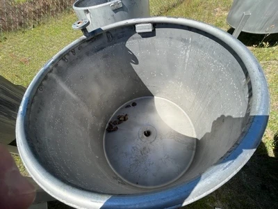 150 Gallon Stainless Steel , Open Top Tank , Dish Bottom Center Drain