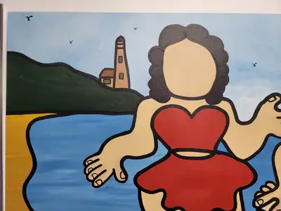 New | in-Stock FalconRestaurantSupply New Walmiru Original Faceless Painting on Canvas - Drum Dancing 36" x 60" Estate & Personal Property Illinois US | Falcon Restaurant Supply #1376716