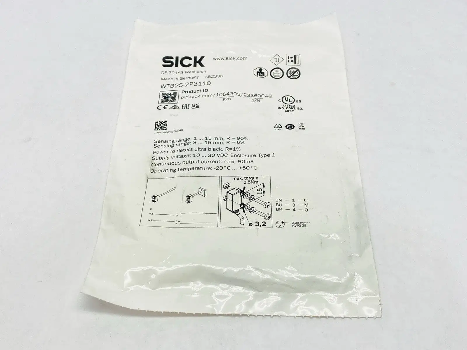WTB2S-2P3110, 1064395 | Sick WTB2S-2P3110 Photoelectric Proximity Sensor 1064395 - New