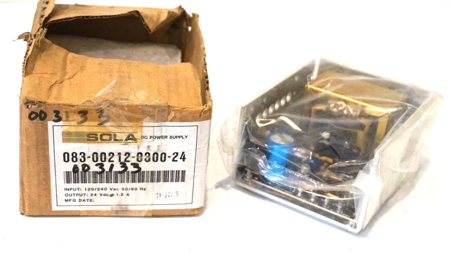 NEW SOLA 083-00212-0300-24 POWER SUPPLY 240VAC 60HZ, 08300212030024