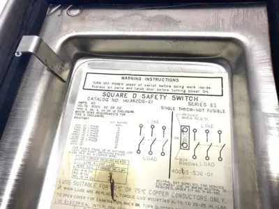 USED SQUARE D STAINLESS STEEL HEAVY DUTY SAFETY SWITCH SERIES E1 600V 60A