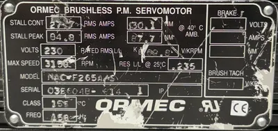 ORMEC MAC-F265A/S Servo Motors | ESS Industrial Equipment Sales (9)