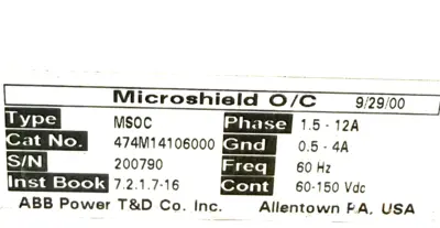 NEW ABB 474M14106000 OVERCURRENT RELAY MS0C