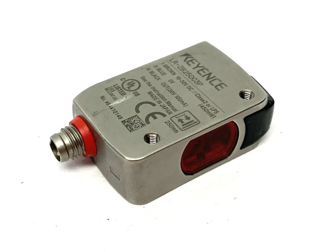 USED KEYENCE DISTANCE BASED LASER SENSOR M8 CONNECTOR BENT/DAMAGED