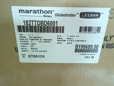 Used MARATHON MOTORS 182TTDBD6001 Motors (misc) Ohio US | HGR 24 #877751