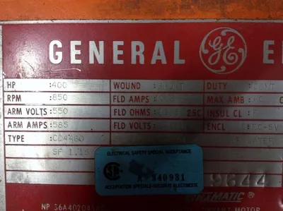 400 hp General Electric DC Motor