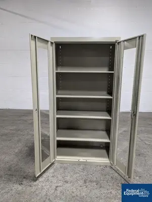 USED Global Containment System Global Industrial Glass & Steel Storage Cabinet