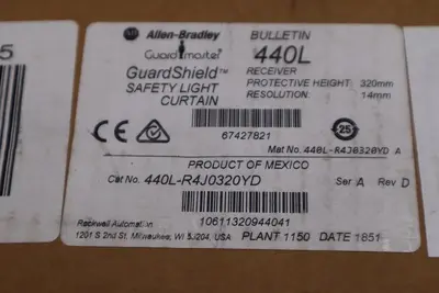 ALLEN BRADLEY 440L-R4J0320YD GUARDSHIELD LIGHT CURTAIN NEW IN BOX STOCK H307