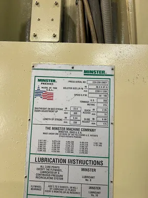 2002 MINSTER 350 TON SSDC Straight Side, Double Crank (Single Action) Presses | Timco, Inc. (5)
