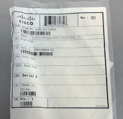 Cisco - AIR-ANT4941 - 2.4GHz, 2.2dBi Dipole Antenna w/RP-TNC - 74-1864-01 3D