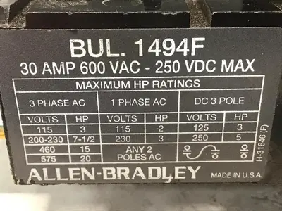 USED ALLEN BRADLEY 1494F-J633 SER A