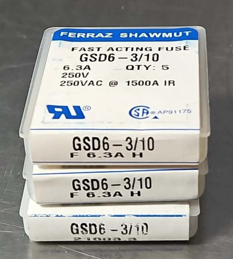 Ferraz Shawmut GSD6 Fast Acting Fuse 6.3A 250V Pck w/3 boxes loc4A28