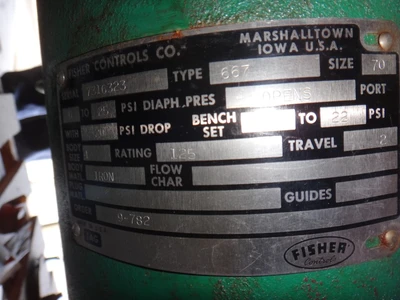 Fisher 4" 125 Class, Iron Flanged Control Valve