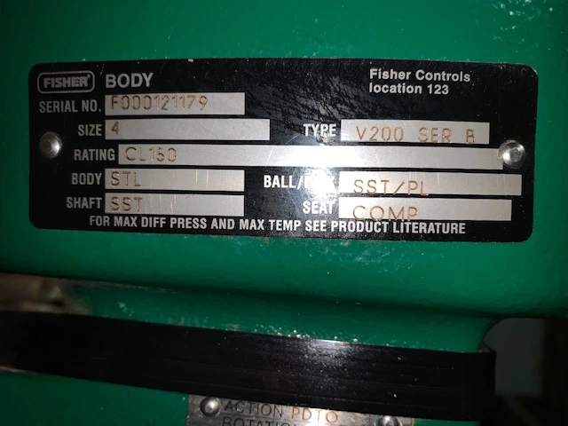 Fisher V-Ball Control Valve size 4" Type V200 Unused