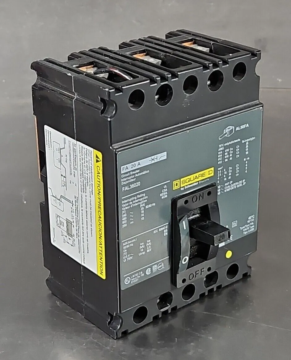 Square D FAL36020 Molded Case Circuit Breaker 20A 3 Pole. Loc5E-17