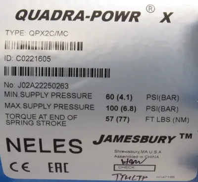 NEW JAMESBURY QPX2C/MC ACTUATOR VALVE 3" F15 QPX2CMC