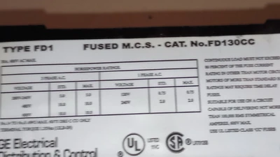 Used GE GE FD130CC Fusible Disconnect Switch 30A 3P= on/Off switch FD1HA4 Relays & Switches Arizona US | ASSET CONVERSION SPECIALISTS, INC. #1470291