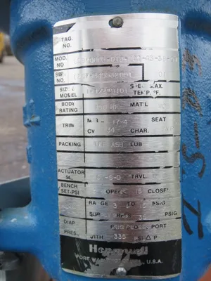 Honeywell 1.5"-150 Steam Valve with Actuator and Positioner