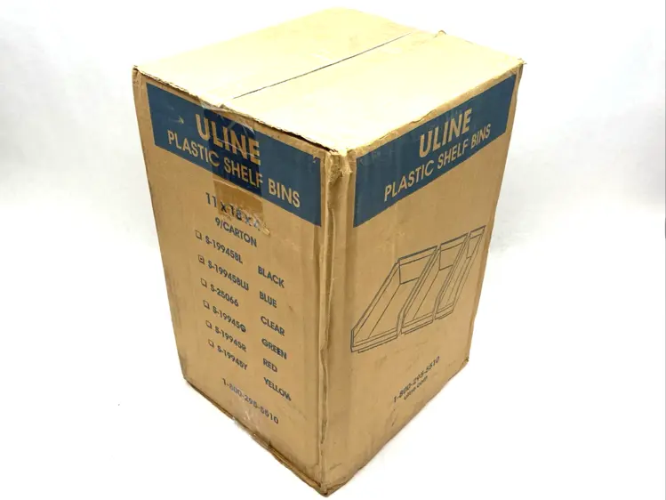 New | in-Stock ULINE BLUE PLASTIC SHELF BINS 11" X 18" X 4" LOT OF 9 Bins Michigan US | Maverick Industrial Sales #1090186