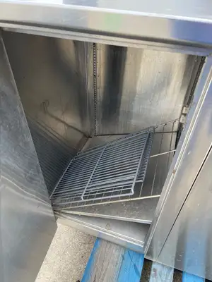 Used Falcon Restaurant Supply Used 60" Stainless Steel Condiment Station Cabinet with Trash Can Compartment - SS203 Restaurant Equipment (Miscellaneous) Illinois US | Falcon Restaurant Supply #1376235
