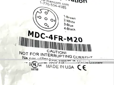 MDC-4FR-M20 | Mencom  Field Wireable Connector Micro-DC M12 Female 4-Pin, M20 Mount - New