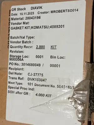 New | in-Stock 2023 KOMATSU 4089201 Parts British Columbia CA | Lenmark #1440126