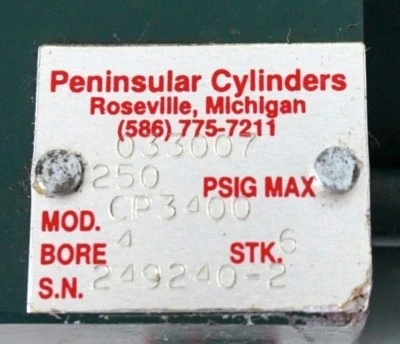 NEW PENINSULAR CYLINDERS CP3400 PNEUMATIC CYLINDER 250PSIG