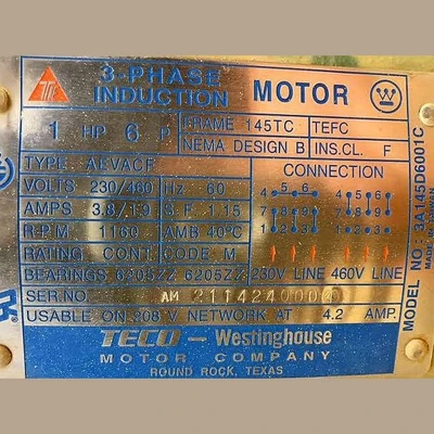 Westinghouse 1 hp Electric Induction Motor