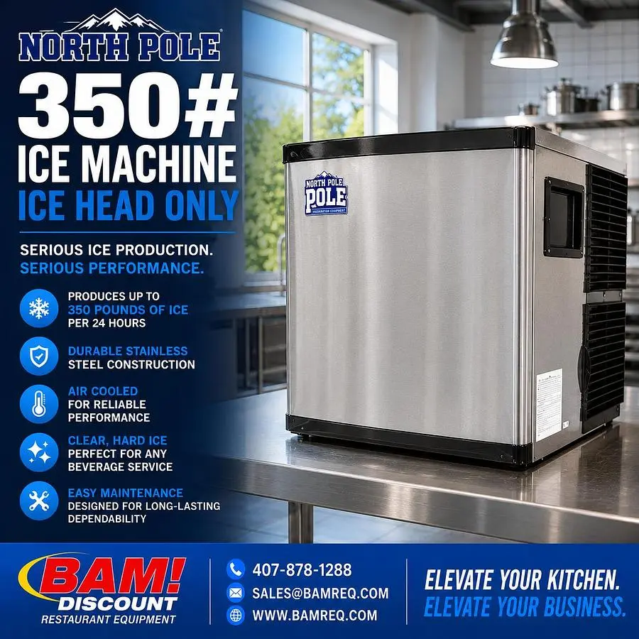 New | in-Stock NORTH POLE IM-350AA-H-HC Ice Machines Florida US | BAM Discount Restaurant Equipment #1301582