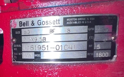 Bell & Gossett Series 80 size  2.5x9.5B In-Line Pump