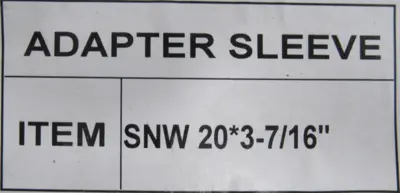 NEW PT INTERNATIONAL SNW 20*3-7/16 ADAPTER SLEEVE SNW203716