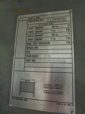 Used ITT _UNKNOWN_ Heat Exchangers West Virginia US | Cooper Industries #1408875