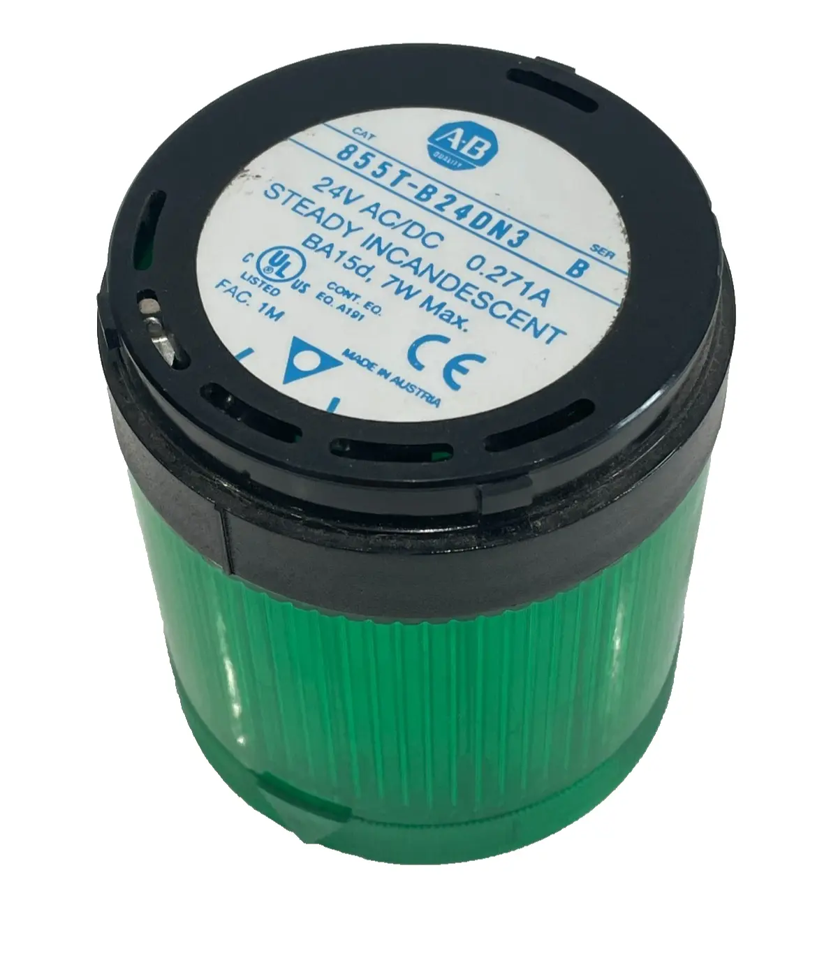 ALLEN BRADLEY 855E-24TL3 GREEN STACK LIGHT SER A 855E24TL3 NEW, SURPLUS