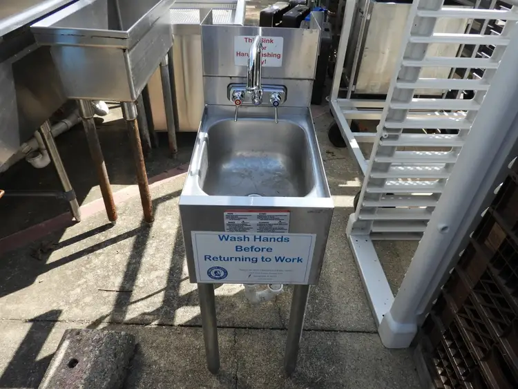 Used Falcon Restaurant Supply Used Small Stainless Steel Hand Washing Sink with Faucet - SS35 Hand Washing and Sanitizing Illinois US | Falcon Restaurant Supply #1376600