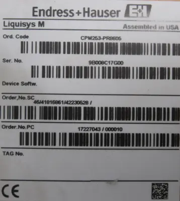 NEW ENDRESS HAUSER CPM253-PR8605 TRANSMITTER CPM253PR8605