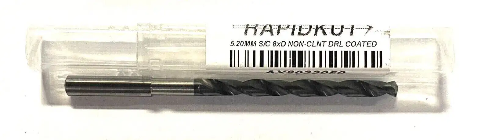 Rapidkut 5.2mm Solid Carbide Drill 8xD TiAlN Coated 140° Point 30° Helix USA