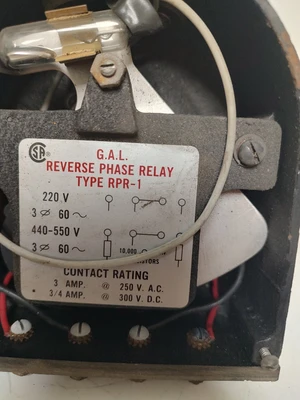 🔥GAL Phase Reversal Relay Type RPR-1, No Cover