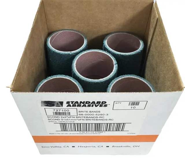Standard Abrasives 2" x 2" Surface Conditioning Spiral Bands VFN Aluminum Oxide 10pk