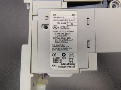 Allen Bradley 193-ED1CB Motor Starter Overload Relay 1-5A Range DIN Adaptor