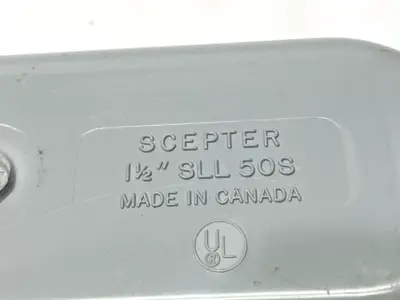 USED SCEPTER PVC CONDUIT BODY RIGHT ANGLE LINE LEFT 1-1/2" LOT OF 2