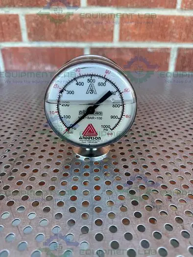 Used ANDERSON PHARMACEUTICAL SERIES PRESSURE GAUGE 0-1000 PSI W/ 2" FITTING Regulators | Equipment Lab #486488