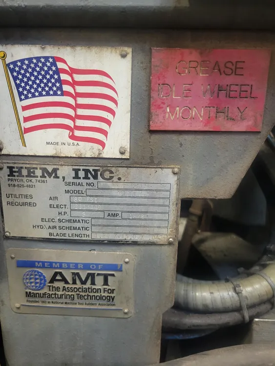 Used 2002 HEM V100LM-3 Vertical Band Saws Illinois US | Myers Technology Co., LLC #1181117