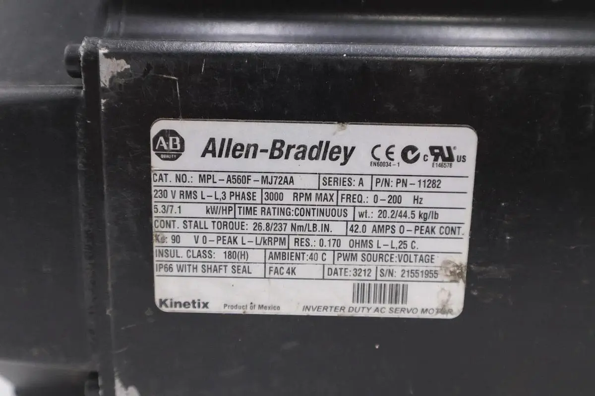 MPL-A560F-MJ72AA ALLEN BRADLEY KINETIX SERVO MOTOR REFURBISHED STOCK 620D