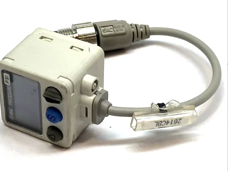 Used SMC DIGITAL PRESSURE SWITCH, 145PSI, PNP 80MA OUT, 12-24VDC Pressure Switches | Maverick Industrial Sales #1105766