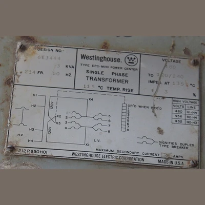 3 KVA Westinghouse 480 - 120/240 Single phase For Sale