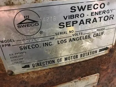 Sweco 60 inch Vibro-energy Separator